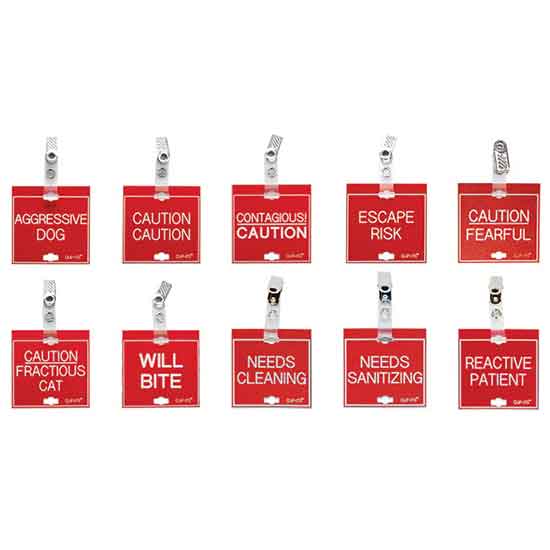 Clip-Its Cage Tag - Warning, Safety Issues Variety Pack of 10 (red with white text)
