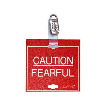 Clip-Its Cage Tag - Caution Fearful (red with white text)
