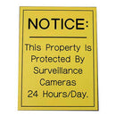 Office Sign (yellow): NOTICE: Surveillance Cameras 24 Hours/Day