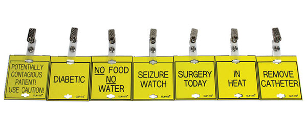 Clip-Its Cage Tag - Cautions & Diagnostic Conditions Variety Pack of 7 (yellow with black text)