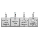 Clip-Its Cage Tag - Specimen Samples or Exam Required Variety Pack of 4 (white with black text)
