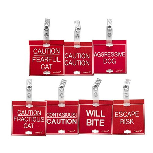 Clip-Its Cage Tag - Warning, Safety Issues Variety Pack of 10 (red with white text)
