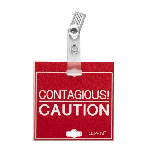 Clip-Its Cage Tag - Contagious! Caution (red with white text)
