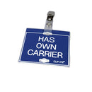 Clip-Its Cage Tag - Has Own Carrier (blue with white text)
