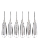Shop online for the veterinary dental Cislak 6 Piece Luxator Kit (Straight & Inside Curved), crafted from stainless steel & available for sale in XS & REG.