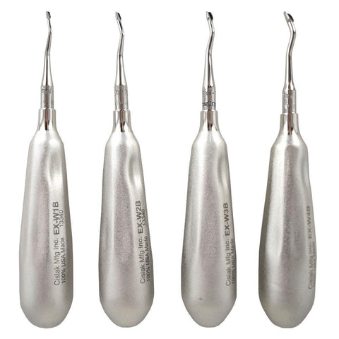 Shop online for the veterinary dental Cislak Back-Bent Winged Elevator Kit (4 pieces). Crafted from stainless steel and available for purchase in XS & REG. 