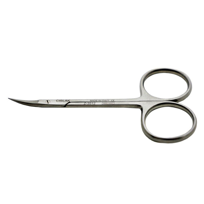 Shop online for the veterinary dental Cislak Micro-Iris Curved Scissors (premium version), which are crafted from stainless steel. Measurement: 3.50"/9 cm.