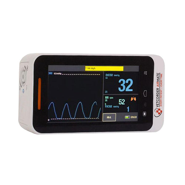 Veterinary dental touchscreen MAI Vetcorder Airmate Portable Sidestream Capnography, which allows continuous monitoring of all patients.