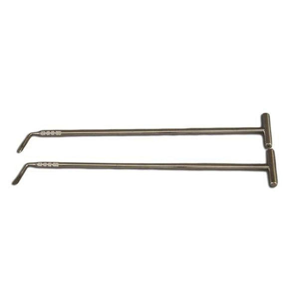Veterinary dental gingival elevator set with a T-Handle from MAI. This elevator set includes 2 curvatures for the lingual and buccal position.