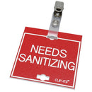Clip-Its Cage Tag - Needs Sanitizing (red with white text)